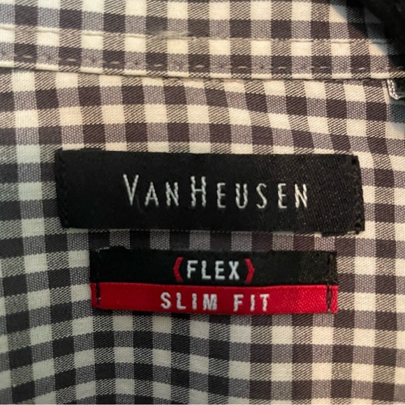 Van Heusen flex slim fit Men's Black & White Checkered Shirt size medium - Picture 6 of 7